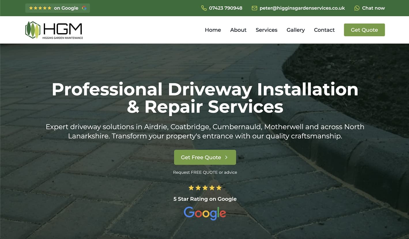 Example of a service based landing page - "driveway installation"