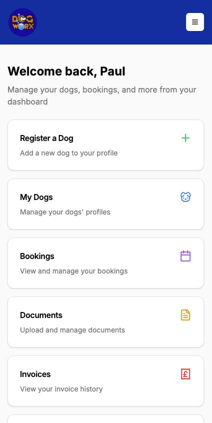 dogworx owner's dashboard